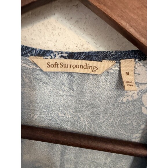 Soft Surroundings Womens Size M Silvia Blue Floral Boho Tunic Top Embroidered - Picture 8 of 9